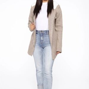 Fashion Nova Women’s Cozy Beige Oatmeal Colored Hooded Sweater Cardigan Size 3X